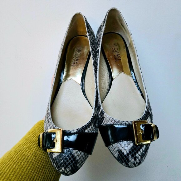 3 For 55 👍🫶 Michael Kors Faux Snakeskin Flats – Size 7.5 – Raised Heel - Picture 1 of 6